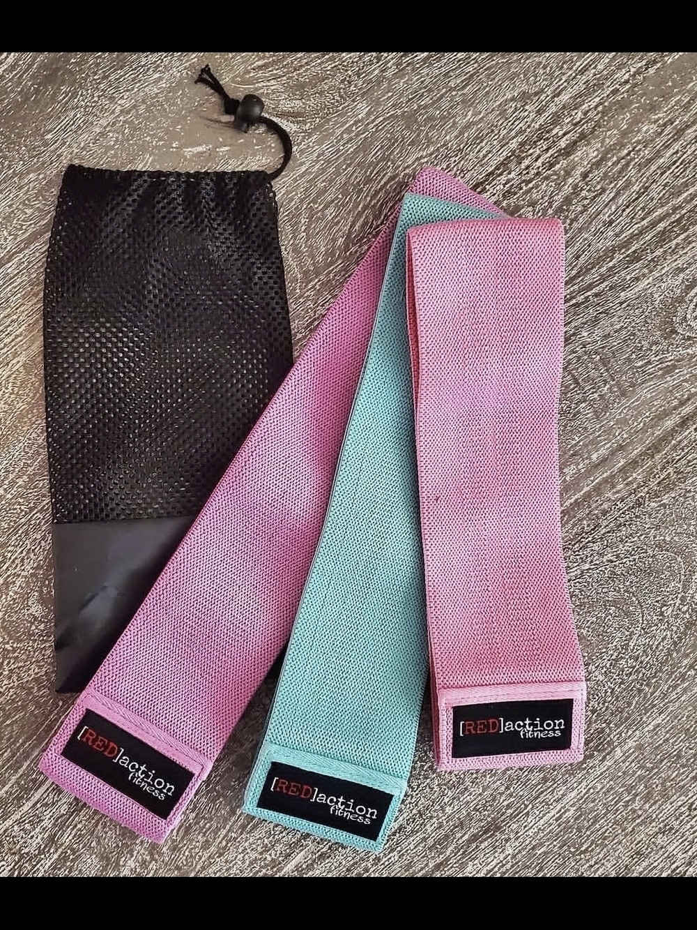 [RED]action Fitness Fabric Resistance Bands Booty Bands- Pink & Mint Set